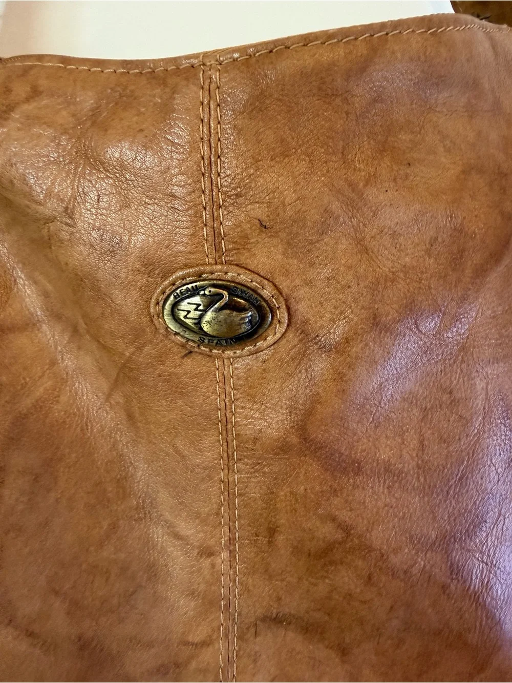 Soft Tan Leather Hobo Shoulder Bag with Front Pocket